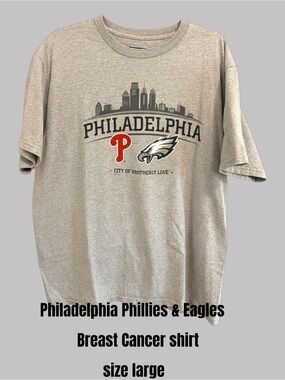 Philadelphia Phillies & Eagles breast cancer awareness tee. NFL Team Apparel